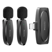 YESIDO KR14 Dual Transmitter Low-latency Wireless Lavalier Microphone with 8 Pin Receiver(Black)
