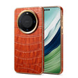 For Huawei Mate 60 Pro / Pro+ Denior Crocodile Texture Genuine Leather Electroplating Phone Case(Mocha Brown) - Huawei Cases by Denior | Online Shopping South Africa | PMC TechLife | Buy Now Pay Later Mobicred