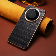 For Huawei Mate 60 Pro / Pro+ Denior Crocodile Texture Genuine Leather Electroplating Phone Case(Black)