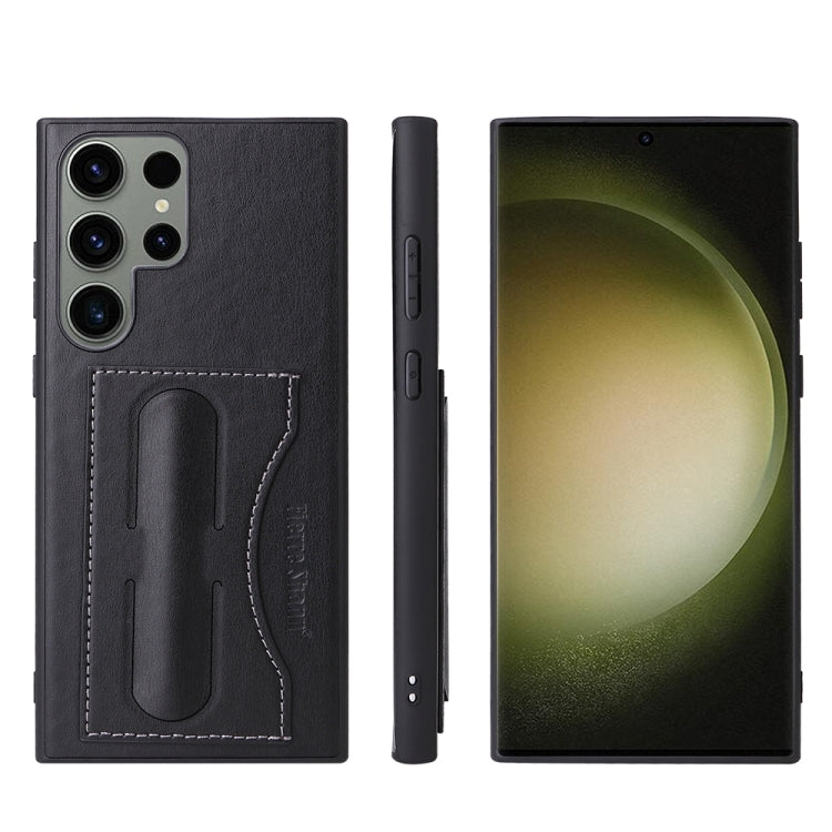 For Samsung Galaxy S24+ 5G Fierre Shann Full Coverage Protective Leather Phone Case(Black)