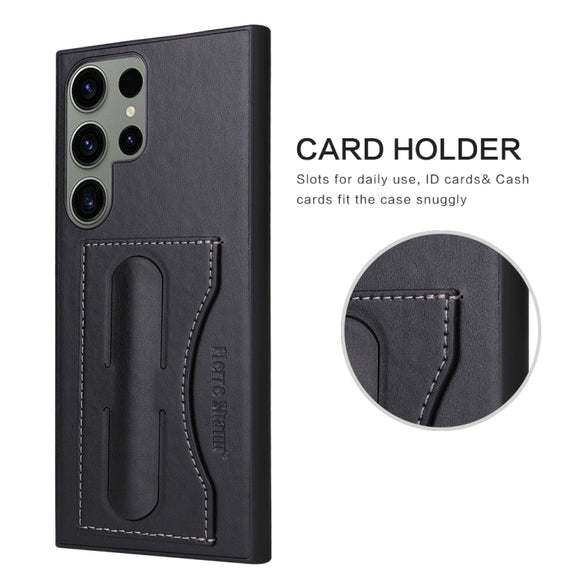 For Samsung Galaxy S24+ 5G Fierre Shann Full Coverage Protective Leather Phone Case(Black)