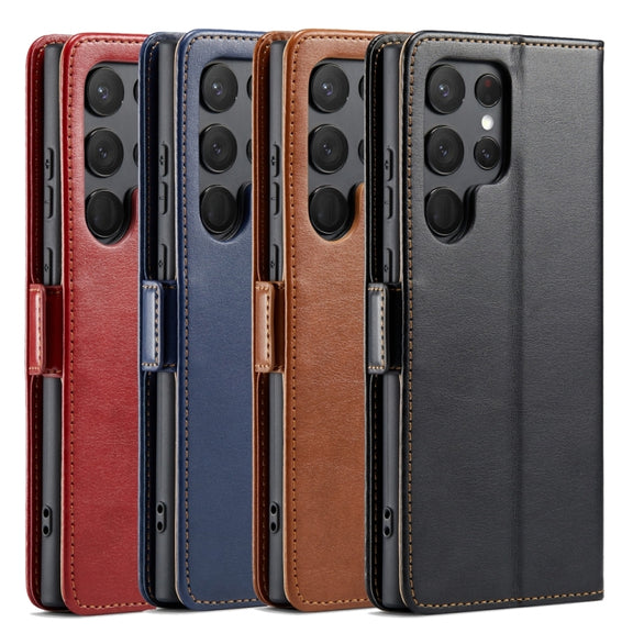 For Samsung Galaxy S24 Ultra 5G Fierre Shann PU Genuine Leather Texture Phone Case(Red)