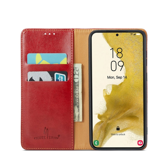 For Samsung Galaxy S24+ 5G Fierre Shann PU Genuine Leather Texture Phone Case(Red)