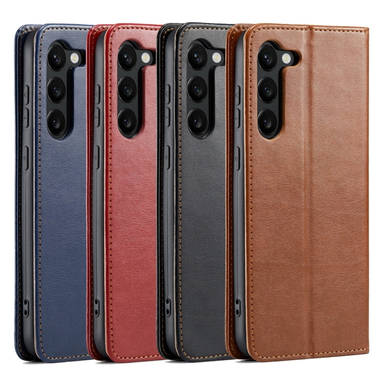 For Samsung Galaxy S24 5G Fierre Shann PU Genuine Leather Texture Phone Case(Black)