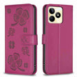 For Realme C53 Four-leaf Embossed Leather Phone Case(Rose Red) - Realme Cases by PMC TechLife | Online Shopping South Africa | PMC TechLife | Buy Now Pay Later Mobicred