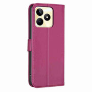 For Realme C53 Four-leaf Embossed Leather Phone Case(Rose Red)