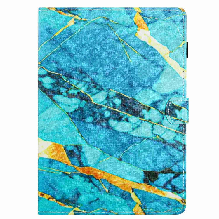 For 10 inch Universal Marble Pattern Stitching Leather Tablet Case(Gold Blue)
