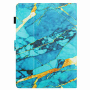 For 10 inch Universal Marble Pattern Stitching Leather Tablet Case(Gold Blue)