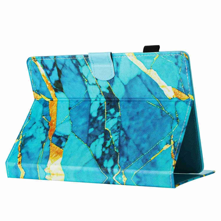 For 10 inch Universal Marble Pattern Stitching Leather Tablet Case(Gold Blue)