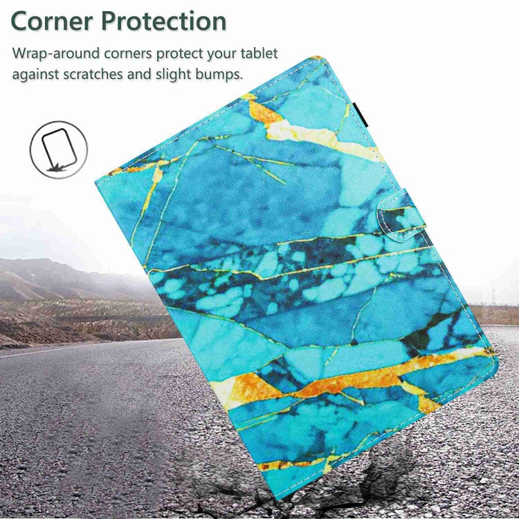 For 10 inch Universal Marble Pattern Stitching Leather Tablet Case(Gold Blue)