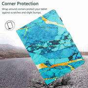 For 10 inch Universal Marble Pattern Stitching Leather Tablet Case(Gold Blue)
