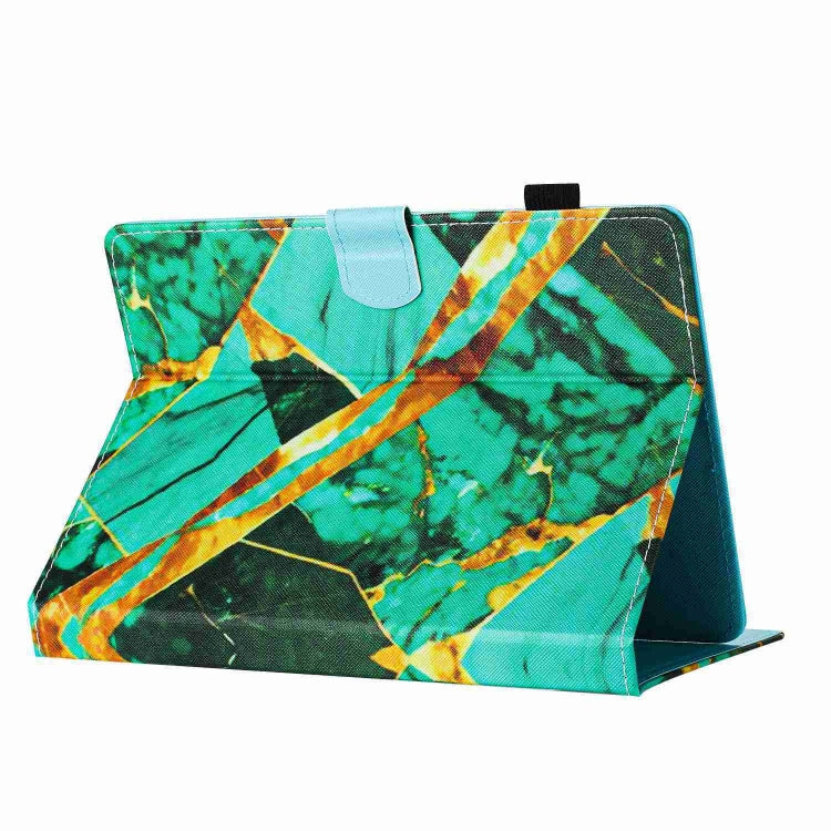 For 10 inch Universal Marble Pattern Stitching Leather Tablet Case(Gold Green)
