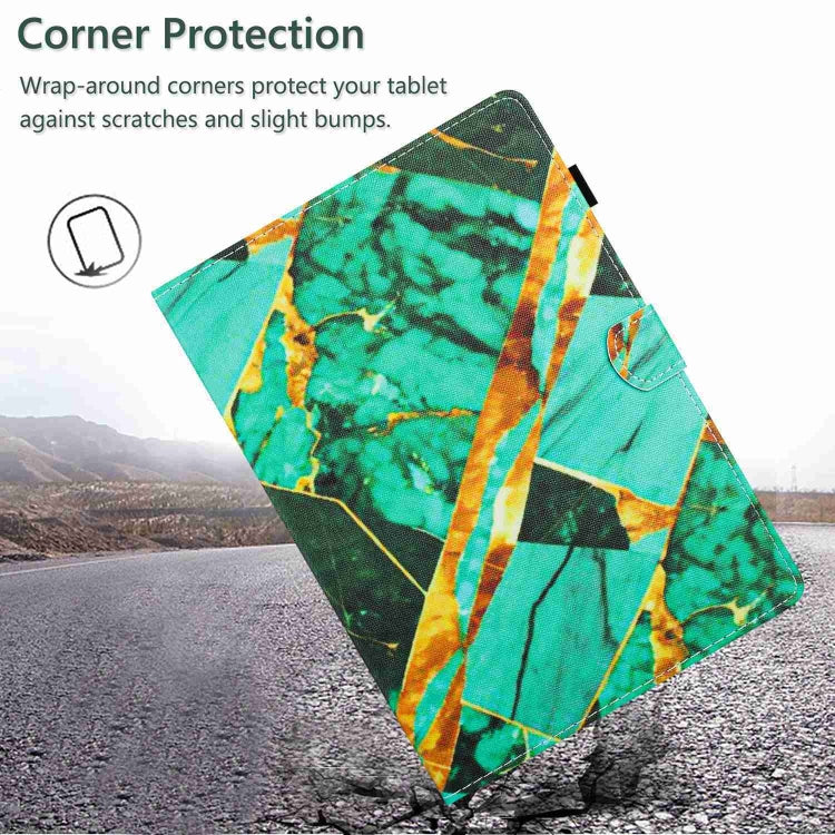 For 10 inch Universal Marble Pattern Stitching Leather Tablet Case(Gold Green)