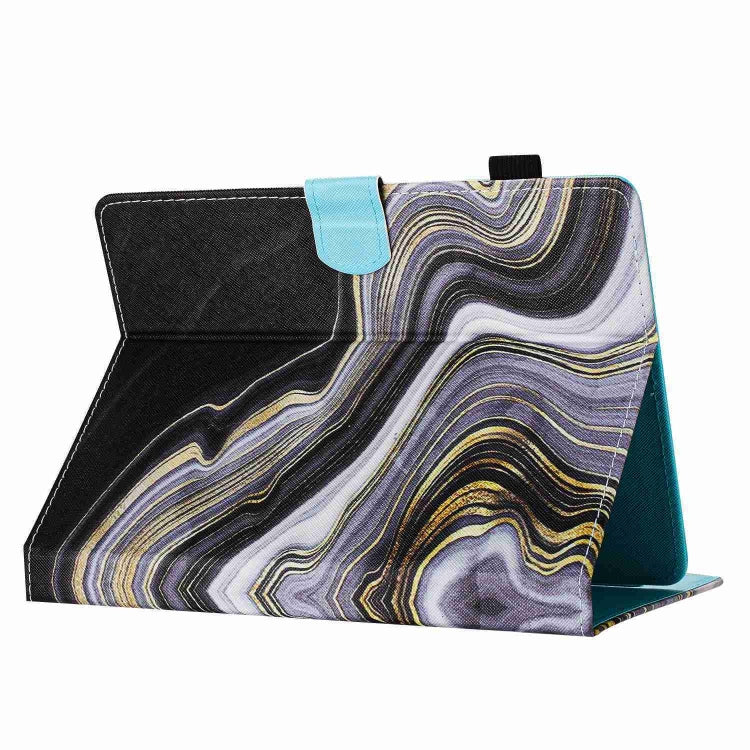 For 10 inch Universal Marble Pattern Stitching Leather Tablet Case(Black Gold)