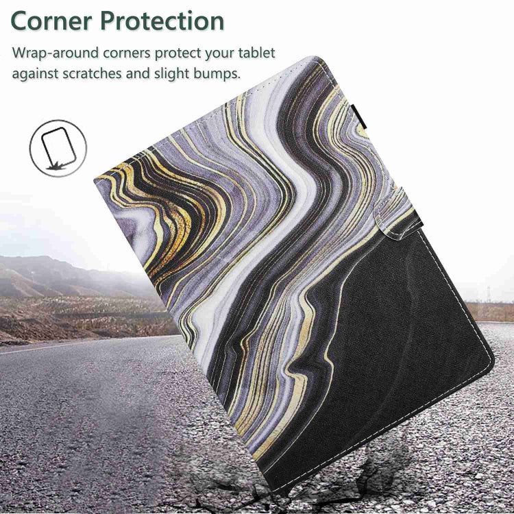 For 10 inch Universal Marble Pattern Stitching Leather Tablet Case(Black Gold)