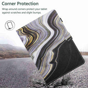 For 10 inch Universal Marble Pattern Stitching Leather Tablet Case(Black Gold)