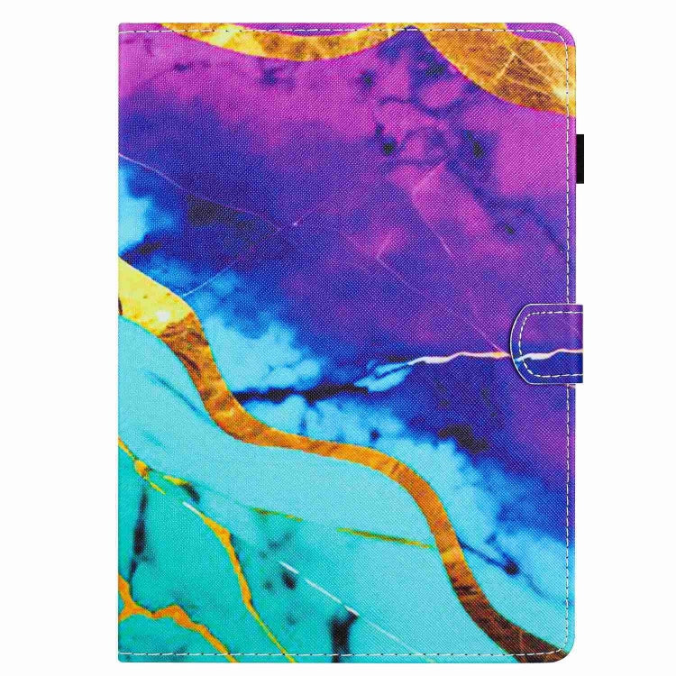 For 10 inch Universal Marble Pattern Stitching Leather Tablet Case(Purple Blue)