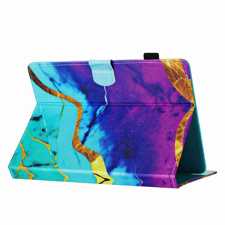 For 10 inch Universal Marble Pattern Stitching Leather Tablet Case(Purple Blue)