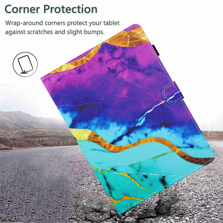 For 10 inch Universal Marble Pattern Stitching Leather Tablet Case(Purple Blue)