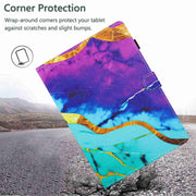 For 10 inch Universal Marble Pattern Stitching Leather Tablet Case(Purple Blue)