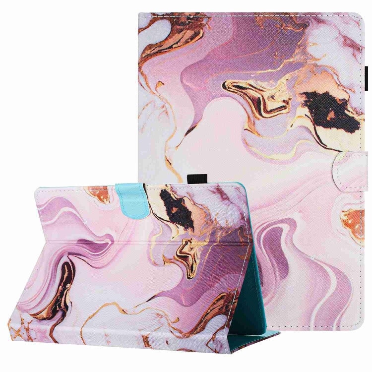 For 10 inch Universal Marble Pattern Stitching Leather Tablet Case(Gold Pink)