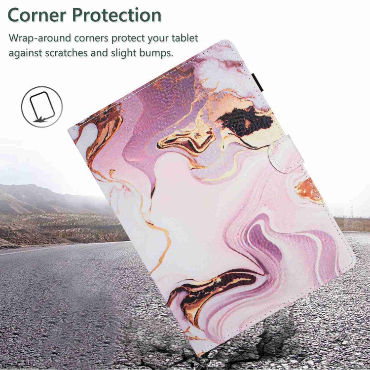 For 10 inch Universal Marble Pattern Stitching Leather Tablet Case(Gold Pink)
