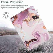 For 10 inch Universal Marble Pattern Stitching Leather Tablet Case(Gold Pink)