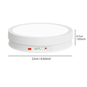 22cm Colorful LED Light Electric Rotating Display Stand Turntable, Style:Battery Charging(White)