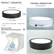 22cm Colorful LED Light Electric Rotating Display Stand Turntable, Style:Power Plug-in(White)