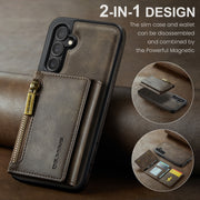 For Samsung Galaxy S24+ 5G DG.MING M5 Series Zip RFID Multi Card Detachable Leather Phone Case(Coffee)