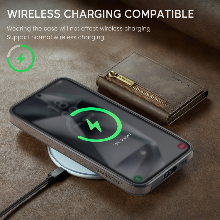 For Samsung Galaxy S24+ 5G DG.MING M5 Series Zip RFID Multi Card Detachable Leather Phone Case(Coffee)