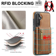 For Samsung Galaxy S24 5G DG.MING M5 Series Zip RFID Multi Card Detachable Leather Phone Case(Brown)