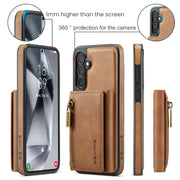 For Samsung Galaxy S24 5G DG.MING M5 Series Zip RFID Multi Card Detachable Leather Phone Case(Brown)