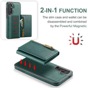 For Samsung Galaxy S24 FE 5G DG.MING M5 Series Zip RFID Multi Card Detachable Leather Phone Case(Green)