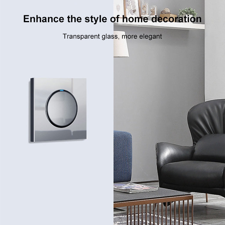 86mm Round LED Tempered Glass Switch Panel, Gray Round Glass, Style:Two Billing Control