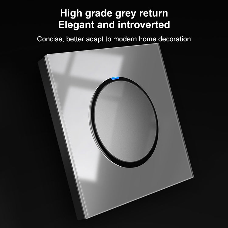 86mm Round LED Tempered Glass Switch Panel, Gray Round Glass, Style:Two Billing Control