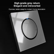 86mm Round LED Tempered Glass Switch Panel, Gray Round Glass, Style:Two Billing Control
