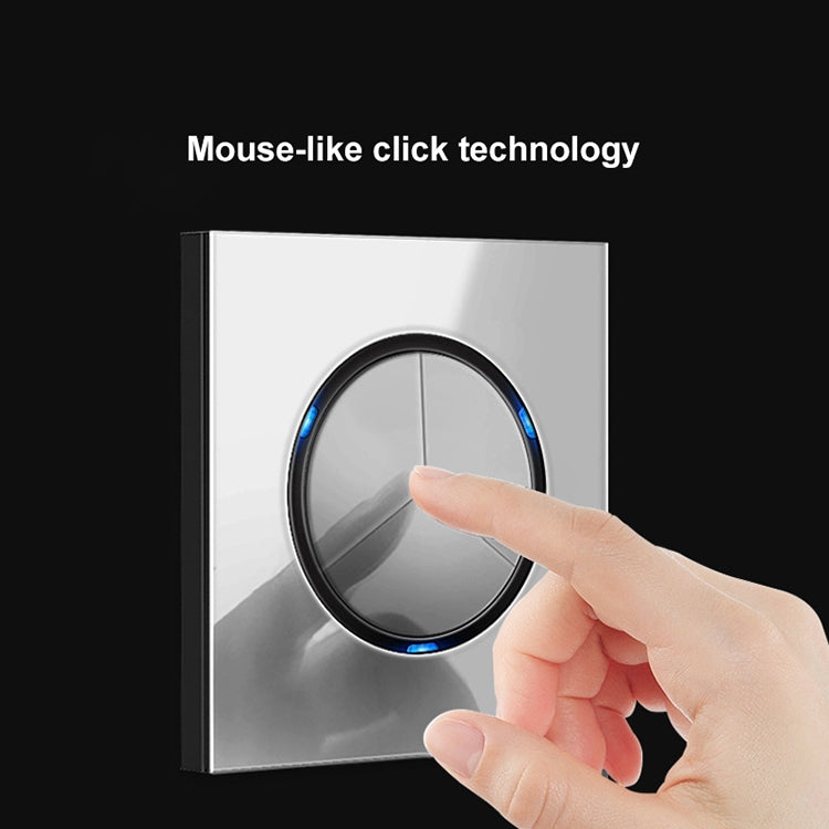 86mm Round LED Tempered Glass Switch Panel, Gray Round Glass, Style:Two Open Dual Control
