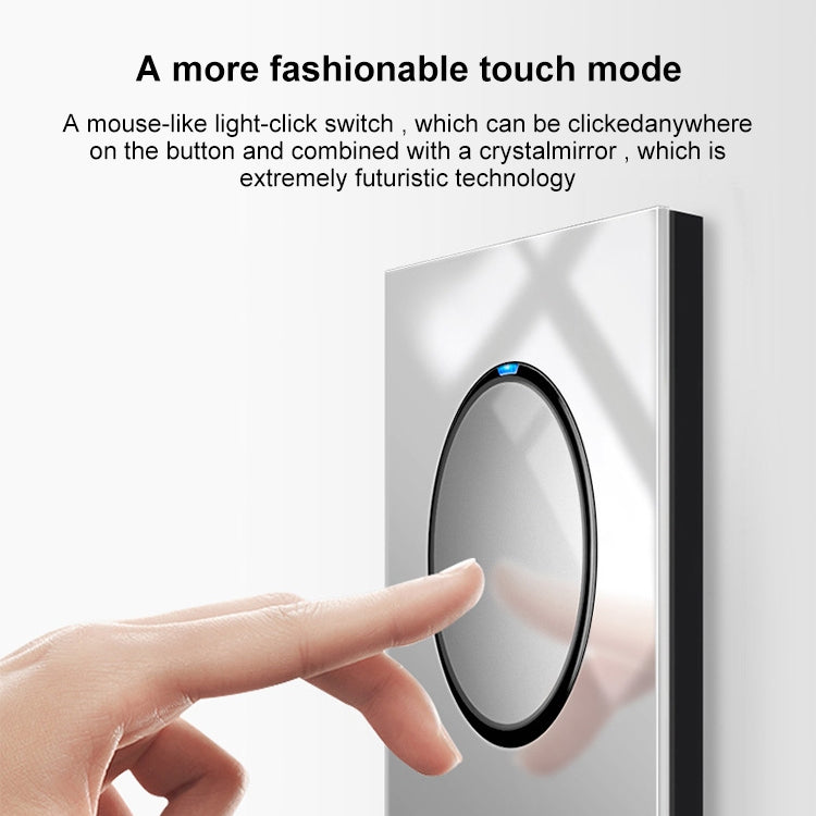 86mm Round LED Tempered Glass Switch Panel, Gray Round Glass, Style:Two Open Dual Control