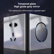 86mm Round LED Tempered Glass Switch Panel, Gray Round Glass, Style:Three Billing Control