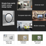 86mm Round LED Tempered Glass Switch Panel, Gray Round Glass, Style:Telephone Socket
