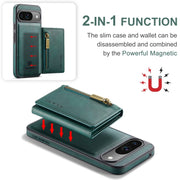 For Google Pixel 9 / 9 Pro DG.MING M5 Series Zip RFID Multi Card Detachable Leather Phone Case(Green)