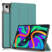 For Lenovo Tab M11/ Xiaoxin Pad 11 2024 Custer Texture 3-Fold Holder Leather Smart Tablet Case(Green)