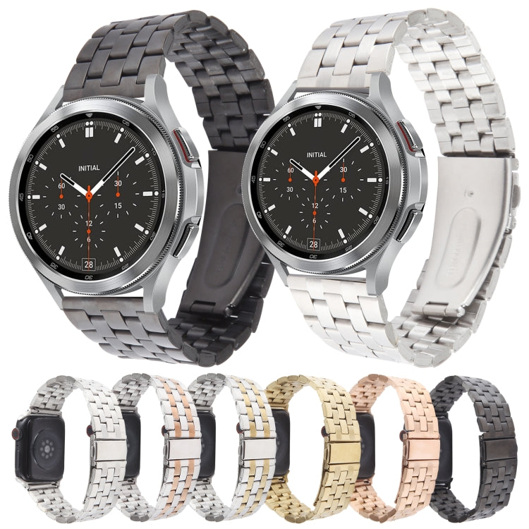 22mm Universal Five Beads Stainless Steel Watch Band(Rose Gold)