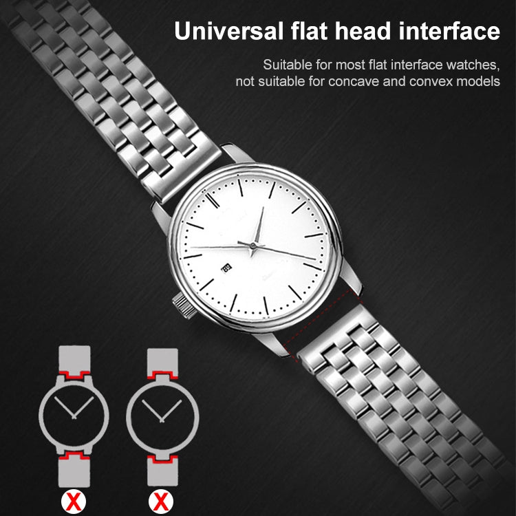 22mm Universal Five Beads Stainless Steel Watch Band(Gold)