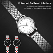 22mm Universal Five Beads Stainless Steel Watch Band(Silver Rose Gold)