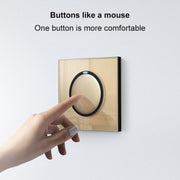 86mm Round LED Tempered Glass Switch Panel, Gold Round Glass, Style:Three Open Dual Control