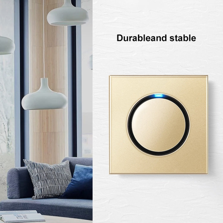 86mm Round LED Tempered Glass Switch Panel, Gold Round Glass, Style:Three Open Dual Control
