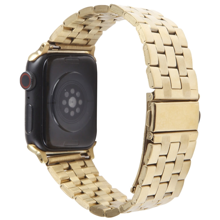 For Apple Watch Ultra 49mm 22mm Ultra-thin Five Beads Stainless Steel Watch Band(Gold)