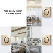 86mm Round LED Tempered Glass Switch Panel, Gold Round Glass, Style:TV Socket